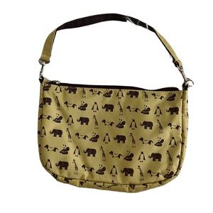 Wholly small handbag in tan with brown animal print